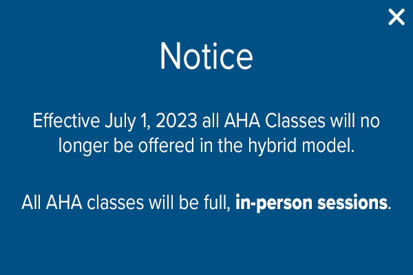 Notice fo AHA classes